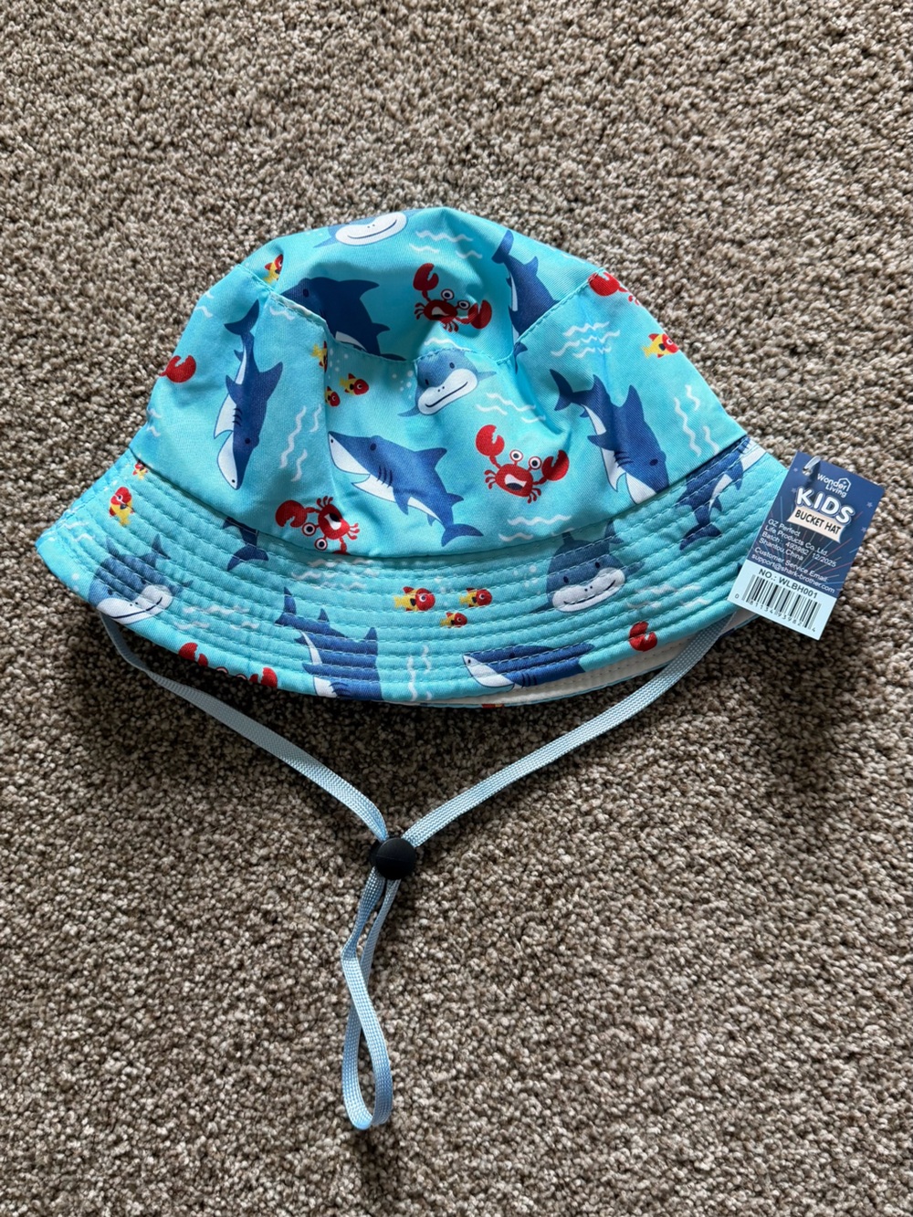 Kids Blue Shark & Crab Sun Bucket Hat - Kid's Hat
